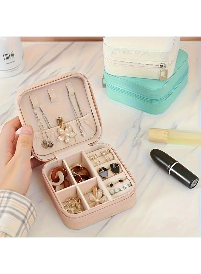 14pcs Travel Jewelry Box Set Turquoise Pink PU Leather Organizer For Bridesmaids - Image 4