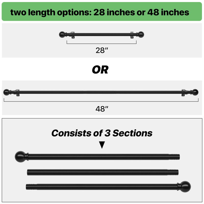 ATUHOLA Curtain Rods for Windows 28 to 48 inch, 5/8 inch Black Curtain Rod Set with Brackets, Splicing Adjustable Metal Drapery Rod for Bedroom, Kitchen, Living Room, Matte Black - Image 4
