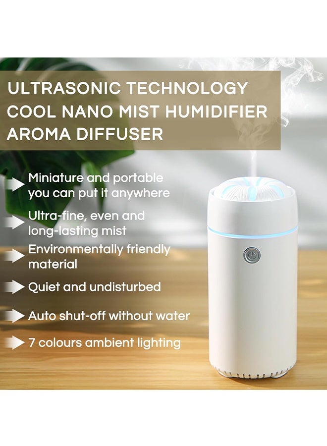 Car Diffuser, Car Humidifier, Car Diffusers for Essential Oils, Smart Car Air Freshener Diffuser, USB Cool Mist Humidifier Diffuser for Car Home Office Bedroom (White) - Image 2