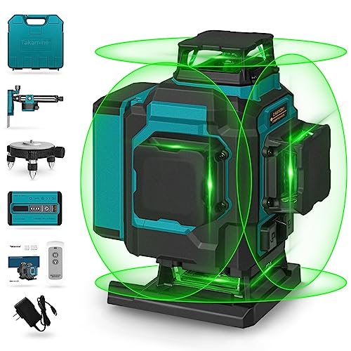 Takamine 16 Lines Green Laser Level Pro, 4x360° 4D Green Cross Line Professional for Construction, Two 360° Vertical and Two 360° Horizontal Laser Level Pulse Mode and Remote Controller - Image 1