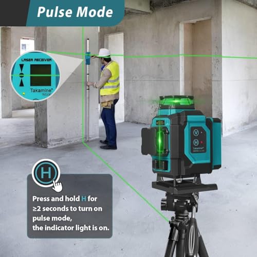 Takamine 16 Lines Green Laser Level Pro, 4x360° 4D Green Cross Line Professional for Construction, Two 360° Vertical and Two 360° Horizontal Laser Level Pulse Mode and Remote Controller - Image 4