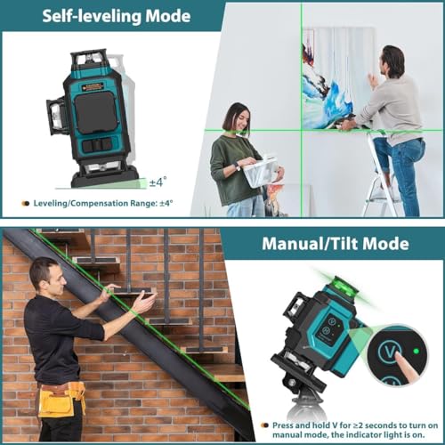 Takamine 16 Lines Green Laser Level Pro, 4x360° 4D Green Cross Line Professional for Construction, Two 360° Vertical and Two 360° Horizontal Laser Level Pulse Mode and Remote Controller - Image 3