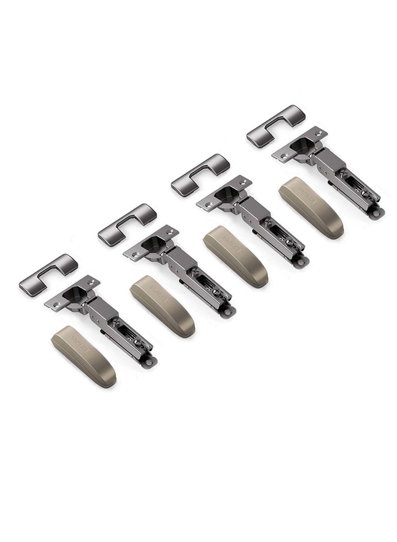 STARKE Pack Of 4 Half Overlay Soft Close Cabinet Wingless Hinge -Black Electroplated, 95 Degree Opening Angle, 16-25mm Application, Strong Hydraulic System - Gold Protective Cover & Screws included. - Image 1
