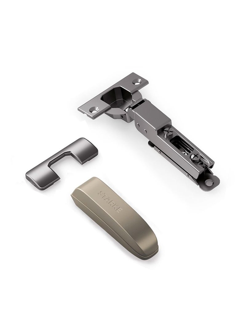 STARKE Pack Of 4 Half Overlay Soft Close Cabinet Wingless Hinge -Black Electroplated, 95 Degree Opening Angle, 16-25mm Application, Strong Hydraulic System - Gold Protective Cover & Screws included. - Image 2