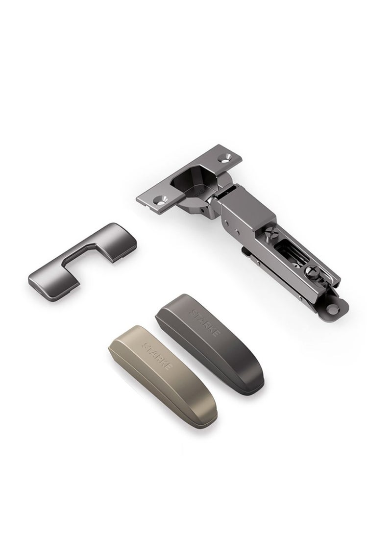 STARKE Pack Of 4 Half Overlay Soft Close Cabinet Wingless Hinge -Black Electroplated, 95 Degree Opening Angle, 16-25mm Application, Strong Hydraulic System - Gold Protective Cover & Screws included. - Image 3