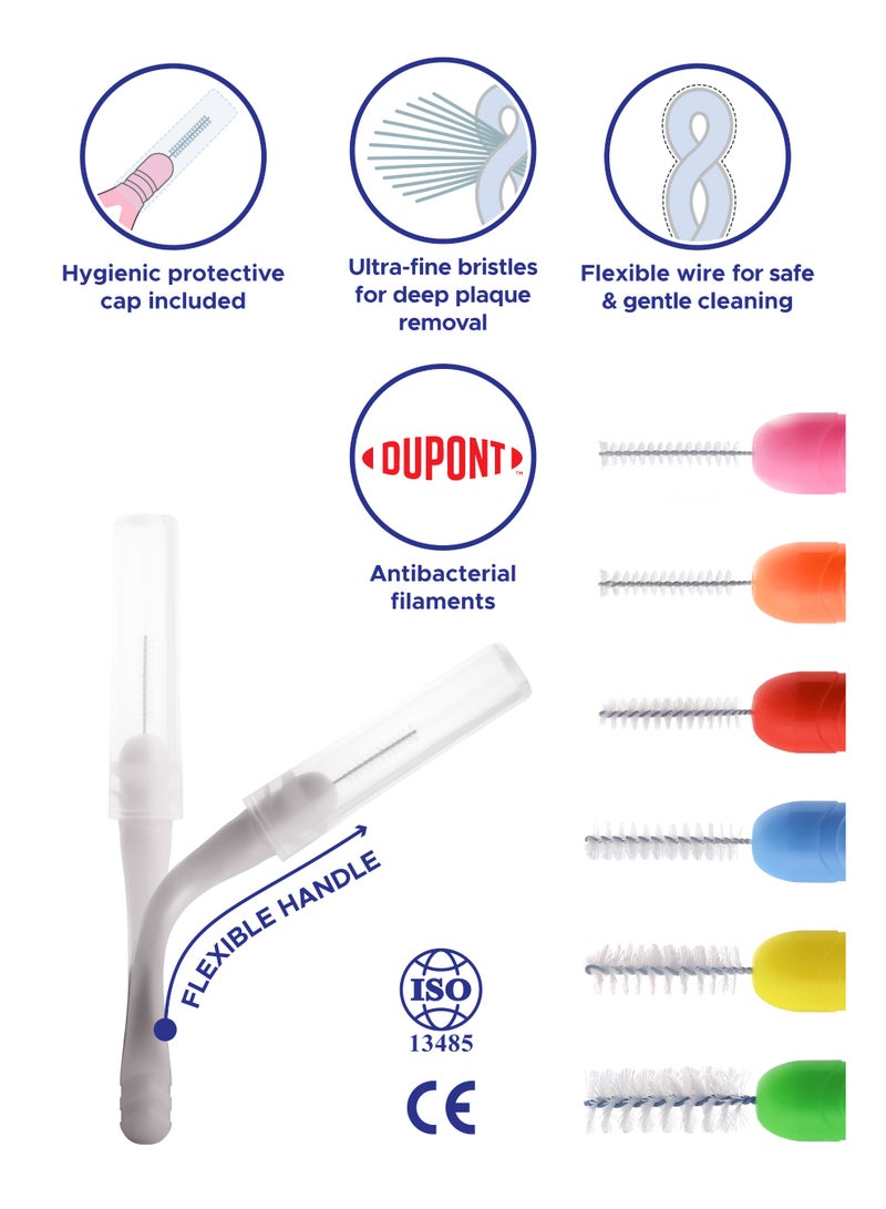 PESITRO FLEXI Interdental Brush Mix Pack – ISO 0–5, Flexible Handle, Antibacterial Bristles for Deep Interdental Cleaning - Image 2