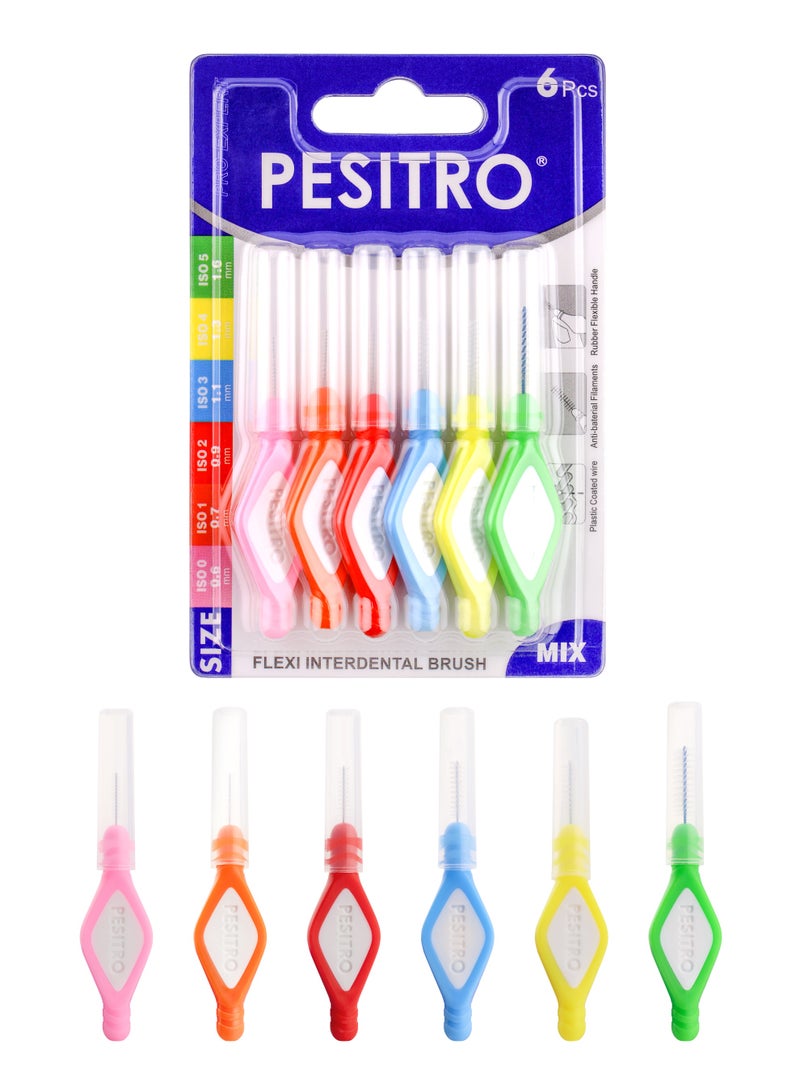 PESITRO FLEXI Interdental Brush Mix Pack – ISO 0–5, Flexible Handle, Antibacterial Bristles for Deep Interdental Cleaning - Image 1