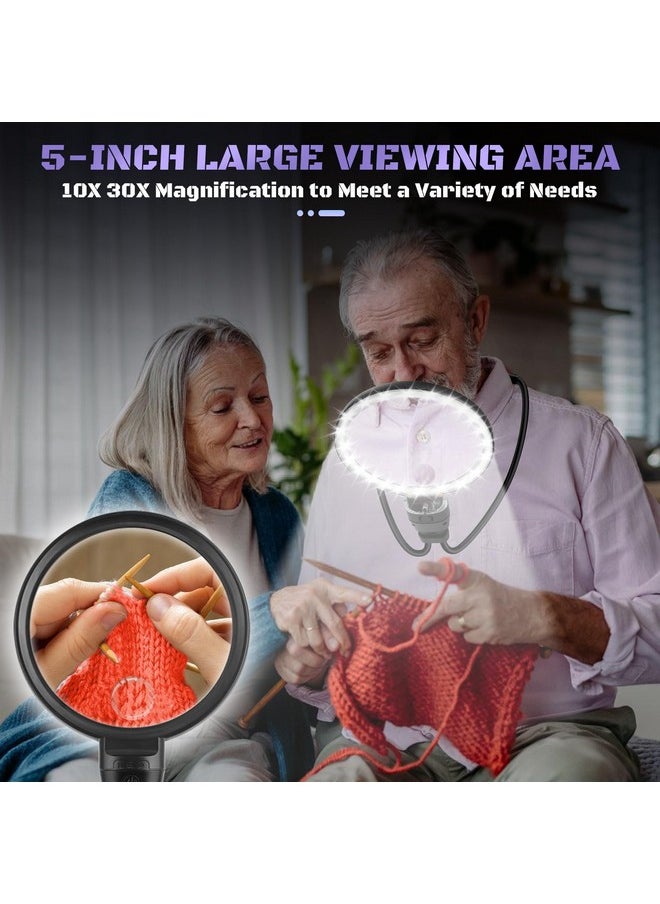 NZQXJXZ - 10X 30X Large Hands Free Magnifying Glass For Reading, Magnifying Glass With 3 Color Led Light, Flexible Gooseneck Magnifier For Reading,Sewing,Close Work, Seniors - Image 1
