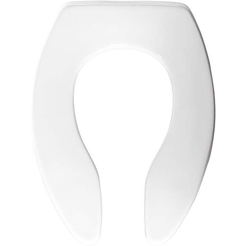 Bemis CHURCH 9500CT Commercial Open Front Plastic Toilet Seat, Extra Heavy Duty Slow Close Industrial Seat without Lid, Secure Installation, Made in USA, Elongated, White - Image 1