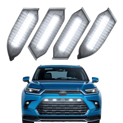 BreTrewri Led Grille Grill Lights fit for 2024 2025 2026 Toyota Grand Highlander Xle Limited Hybrid Sport OEM Grills Light Accessories White Led4pcs - Image 1