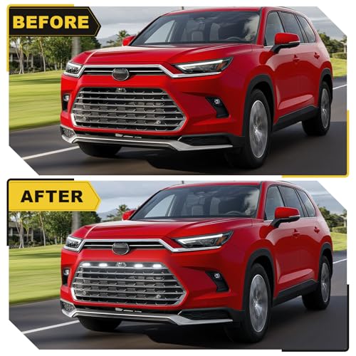BreTrewri Led Grille Grill Lights fit for 2024 2025 2026 Toyota Grand Highlander Xle Limited Hybrid Sport OEM Grills Light Accessories White Led4pcs - Image 3