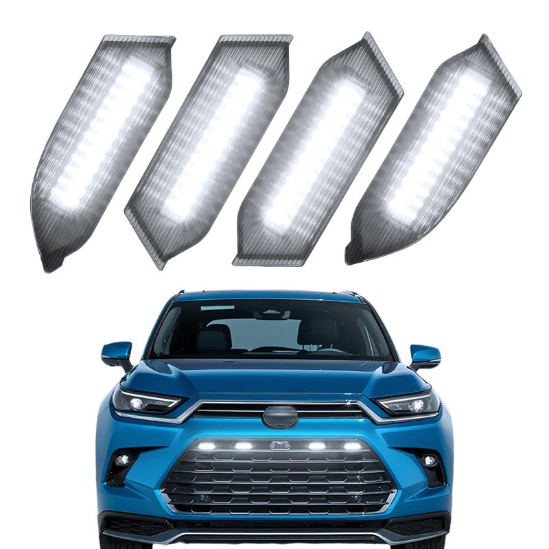 BreTrewri Led Grille Grill Lights fit for 2024 2025 2026 Toyota Grand Highlander Xle Limited Hybrid Sport OEM Grills Light Accessories White Led4pcs - Image 2