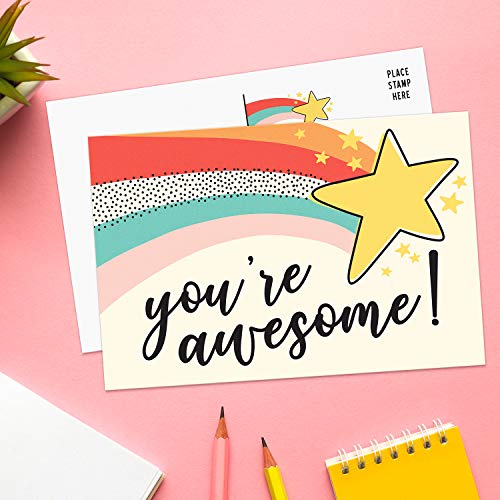 Sweetzer & Orange You Are Awesome Cards Postcards Pack (60 Greeting Notes) 4x6 Gratitude for Kids and Adults. Positive Affirmations Cards, Kindness Posters, Employee Appreciation Amazing Letters - Image 3