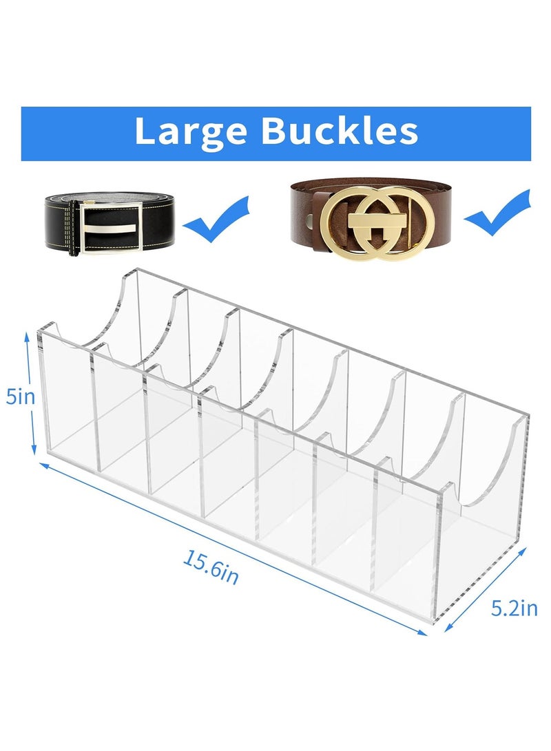 Belt Organizer, Acrylic 7 Compartments Belt Container Storage Holder, Clear Belt Display Case for Closet Tie and Bow Tie  - Image 2