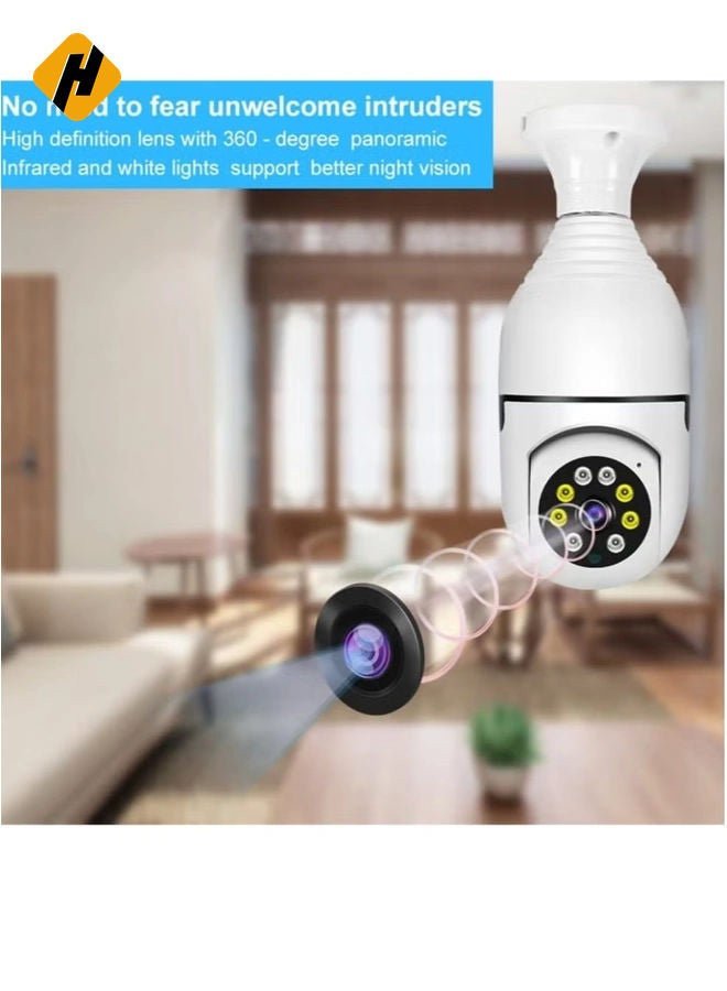 HuHa 1080P Wireless Tovnet Wifi Pan/Tilt Light Bulb Security Camera, 360 Degrees 3.0MP Cam Home Surveillance CCTV Panoramic IP Camera, with Night Vision  - Image 2