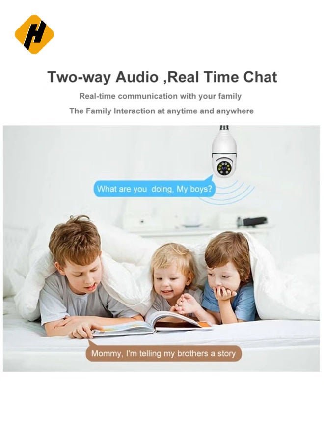 HuHa 1080P Wireless Tovnet Wifi Pan/Tilt Light Bulb Security Camera, 360 Degrees 3.0MP Cam Home Surveillance CCTV Panoramic IP Camera, with Night Vision  - Image 3