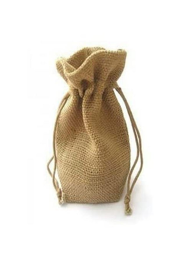 Handmakers Women Brown Jute gift potli pouch with ganesh print (set of 15) - Image 3