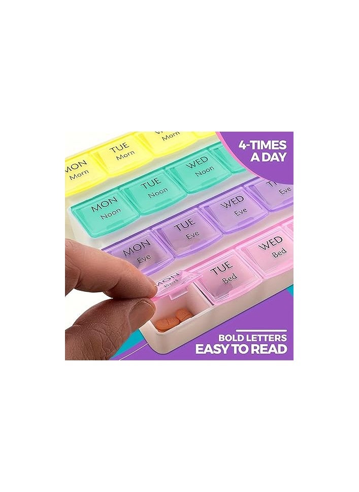 Daily Medicine & Vitamin Box 25x15 cm 28 Holes Over 4 Weeks, 1 Month Supply, Safe & Practical for Medicines, Vitamins & Supplements.