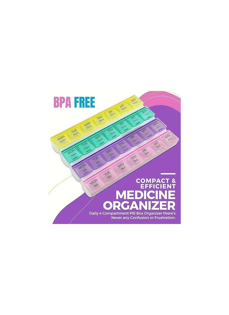 Daily Medicine & Vitamin Box 25x15 cm 28 Holes Over 4 Weeks, 1 Month Supply, Safe & Practical for Medicines, Vitamins & Supplements.