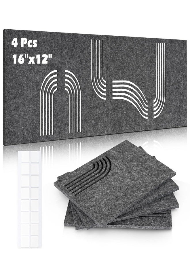 DOLLAR BOSS Felt Cork Tiles 4 Pcs 16" X 12" Wall Art Acoustic Panels Soundproof Panels Fretwork Decorative Sound Absorbing Panel for Recording Studio Office Home, Grey - Image 1