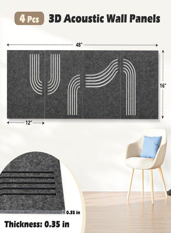 DOLLAR BOSS Felt Cork Tiles 4 Pcs 16" X 12" Wall Art Acoustic Panels Soundproof Panels Fretwork Decorative Sound Absorbing Panel for Recording Studio Office Home, Grey - Image 3