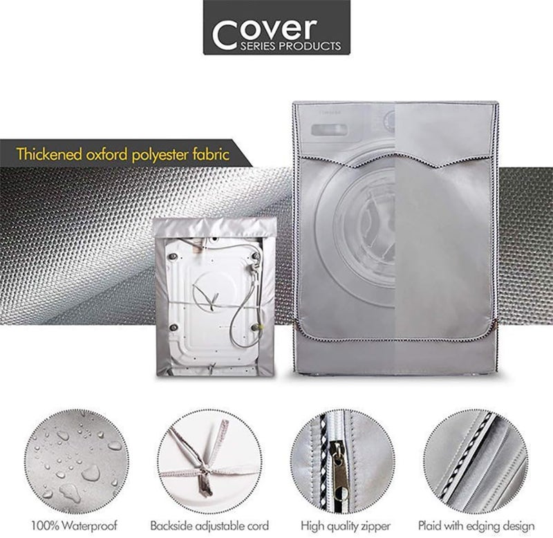 Tazweeq Washer Dryer Cover, Silver Coating Oxford Cloth Full-automatic Roller Washing Machine Washer Dryer Cover, Waterproof Sun-resistant Dust Cover (XL) - Image 2