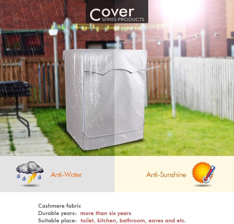 Tazweeq Washer Dryer Cover, Silver Coating Oxford Cloth Full-automatic Roller Washing Machine Washer Dryer Cover, Waterproof Sun-resistant Dust Cover (XL) - Image 3