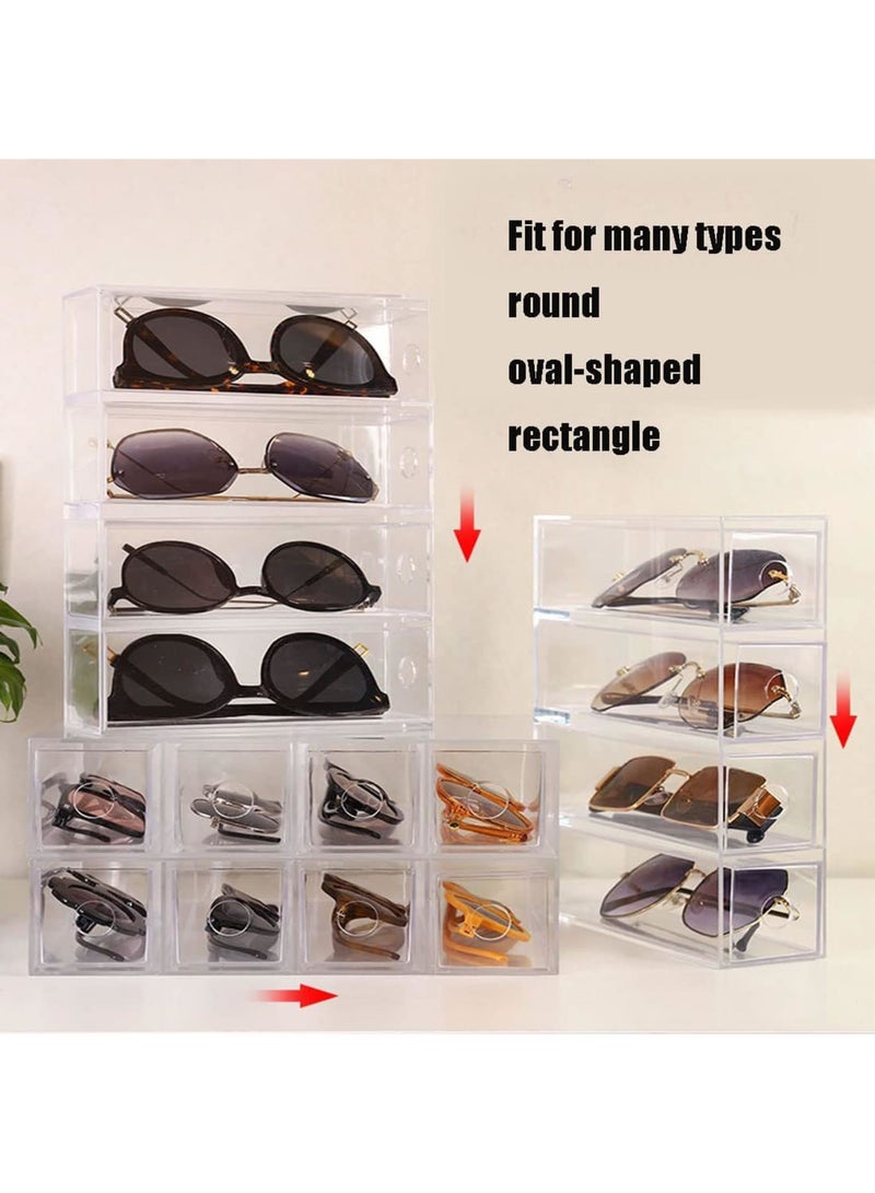 SOLARAE Acrylic Sunglasses Organizer, Stackable Eyewear Display Tray with 4 Lid Drawer Organizer Rectang Supplies for Bathroom, Dorm, Desk, Countertop, Office (Transparent) - Image 5