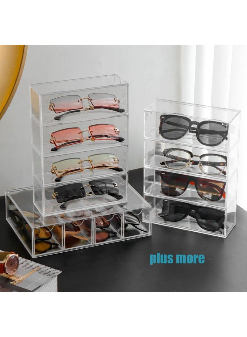 SOLARAE Acrylic Sunglasses Organizer, Stackable Eyewear Display Tray with 4 Lid Drawer Organizer Rectang Supplies for Bathroom, Dorm, Desk, Countertop, Office (Transparent) - Image 2
