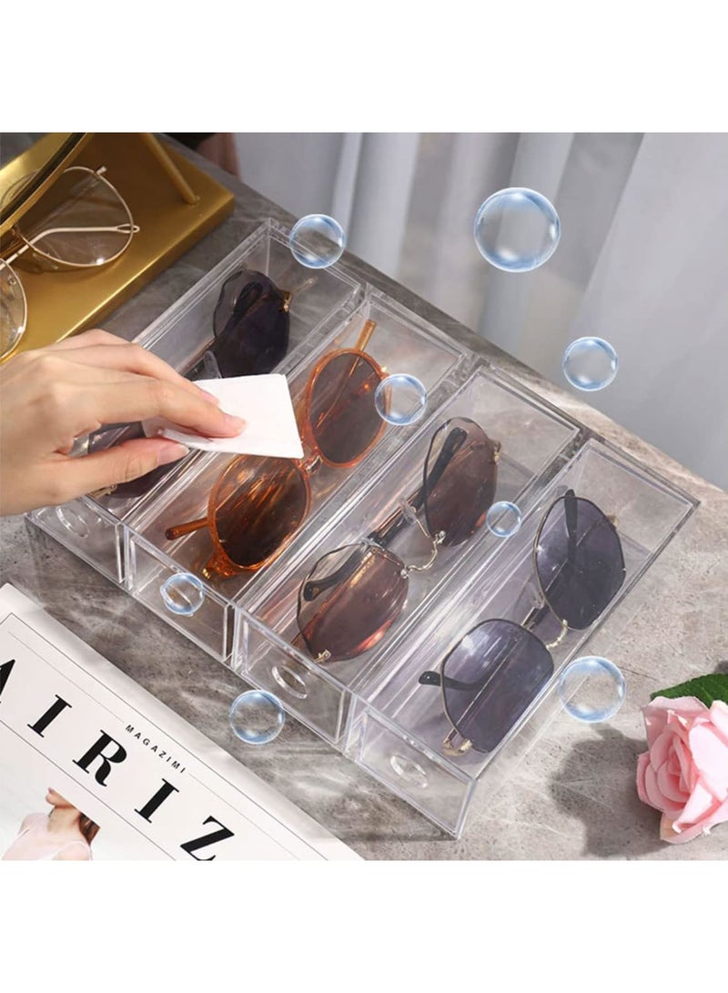SOLARAE Acrylic Sunglasses Organizer, Stackable Eyewear Display Tray with 4 Lid Drawer Organizer Rectang Supplies for Bathroom, Dorm, Desk, Countertop, Office (Transparent) - Image 3