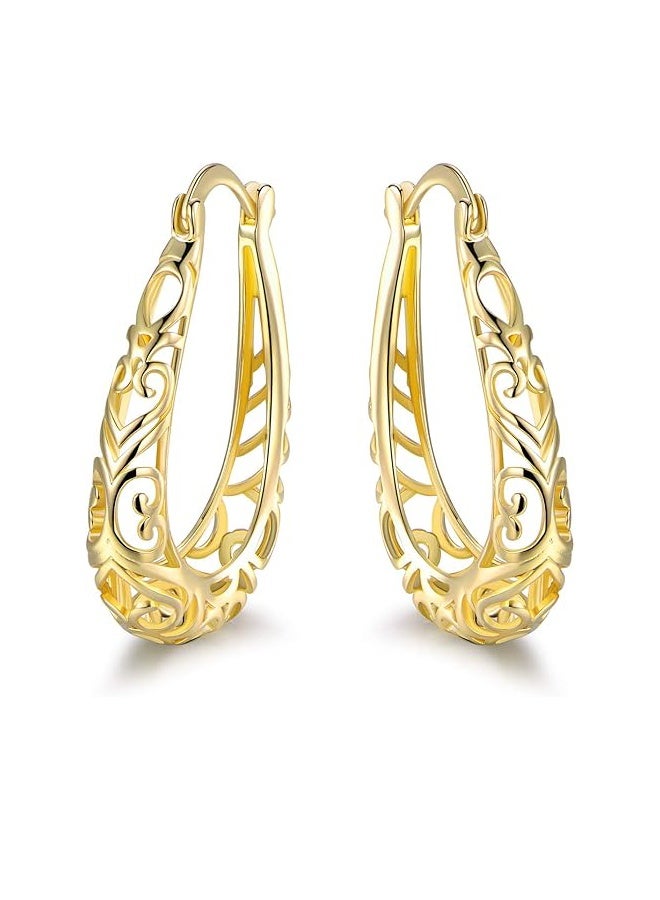 YJ 18K Gold-Plated Gold and Silver Wire Hoop Earrings - Image 1