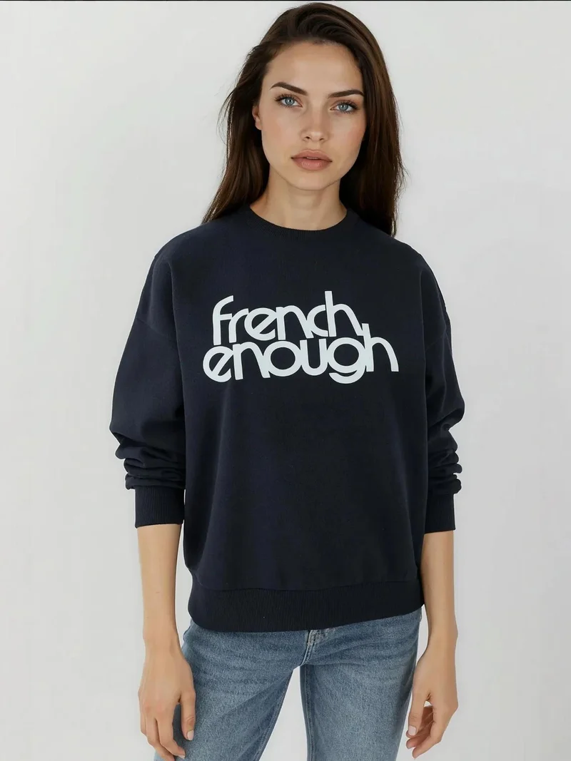 HICCUP Printed Crew Neck Long Sleeve Raised Sweatshirt