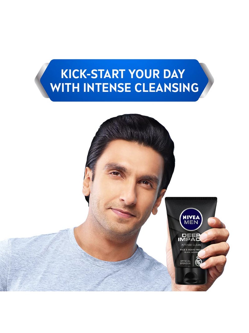 Nivea Men Deep Impact Intense Clean Face and Beard Wash - Black Carbon, 100 ml (3.3 oz) - Image 2