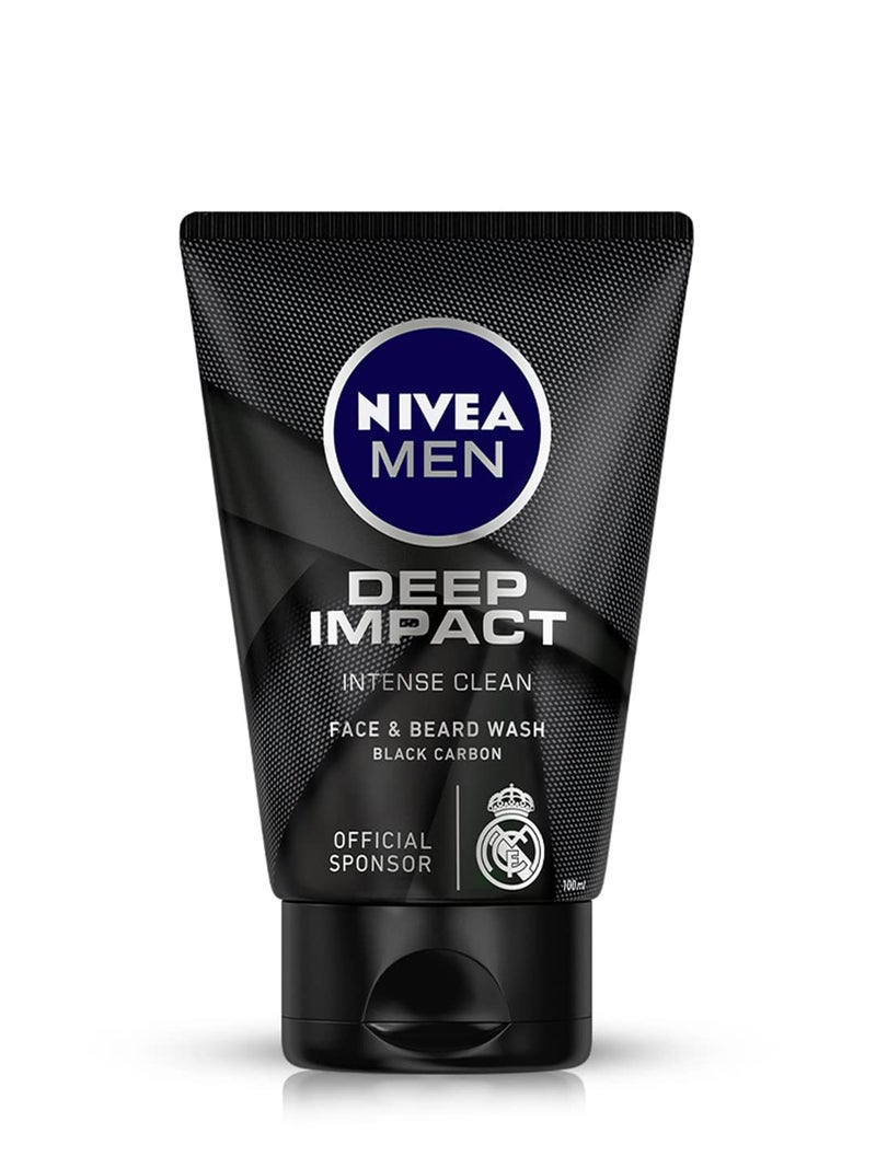Nivea Men Deep Impact Intense Clean Face and Beard Wash - Black Carbon, 100 ml (3.3 oz) - Image 1