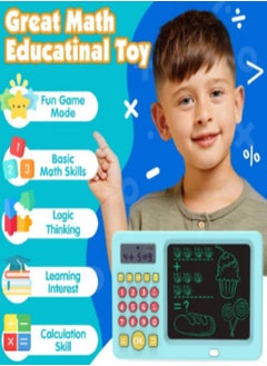 لعبة لوح كتابة LCD للأطفال، ألعاب رياضيات للأطفال من سن 6 إلى 8 سنوات، ألعاب رياضيات إلكترونية لتعلم الرياضيات، هدايا عيد ميلاد للأولاد والبنات، أزرق