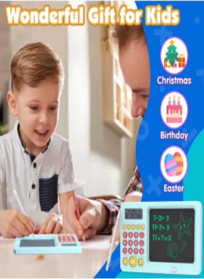 ماركة غير محددة - لعبة لوح كتابة LCD للأطفال، ألعاب رياضيات للأطفال من سن 6 إلى 8 سنوات، ألعاب رياضيات إلكترونية لتعلم الرياضيات، هدايا عيد ميلاد للأولاد والبنات، أزرق - Image 1