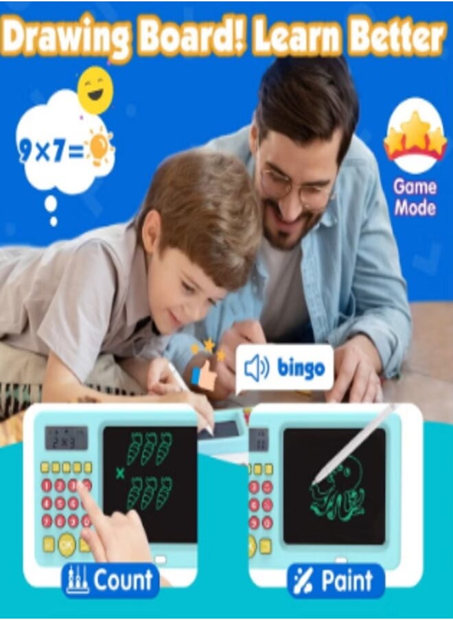 ماركة غير محددة - لعبة لوح كتابة LCD للأطفال، ألعاب رياضيات للأطفال من سن 6 إلى 8 سنوات، ألعاب رياضيات إلكترونية لتعلم الرياضيات، هدايا عيد ميلاد للأولاد والبنات، أزرق - Image 1