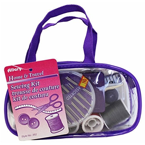 Allary 352 Home  Travel Sewing Kit with Zipper case  Assorted Colors Single Sewing Kit