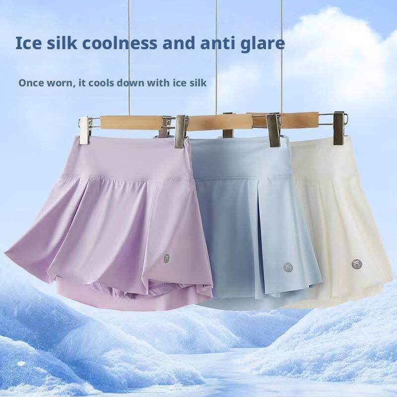 Girls Pleated Skort with Shorts, Quick Dry, Ice Silk, Anti-exposure, Summer Tennis Skirt - Image 2