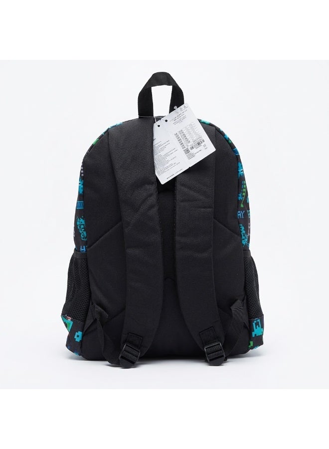 16-Inch Gaming Theme School Backpack "Gamer / Game Over" - Black - Image 3