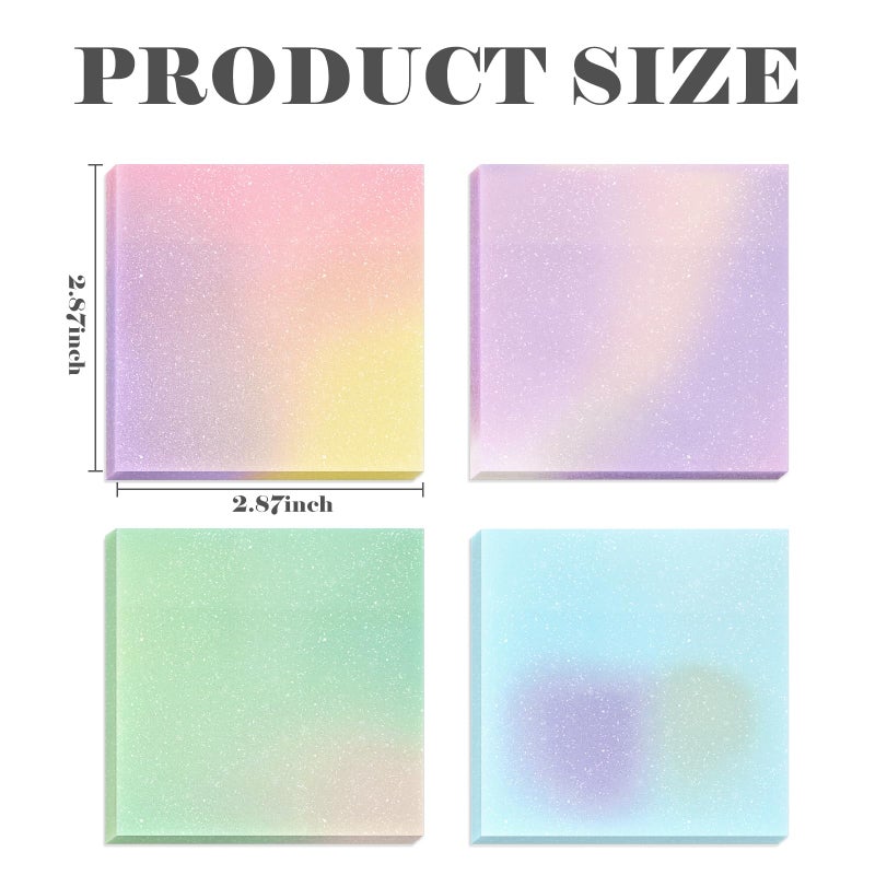 BAYTORY 200 Sheets Glitter Transparent Sticky Notes, 3 x 3 Clear Memo Pads, Waterproof Self-Stick Note, See Through Aesthetic Self-Adhesive Note for Bible Accessories (Multicolor Gradient) - Image 2