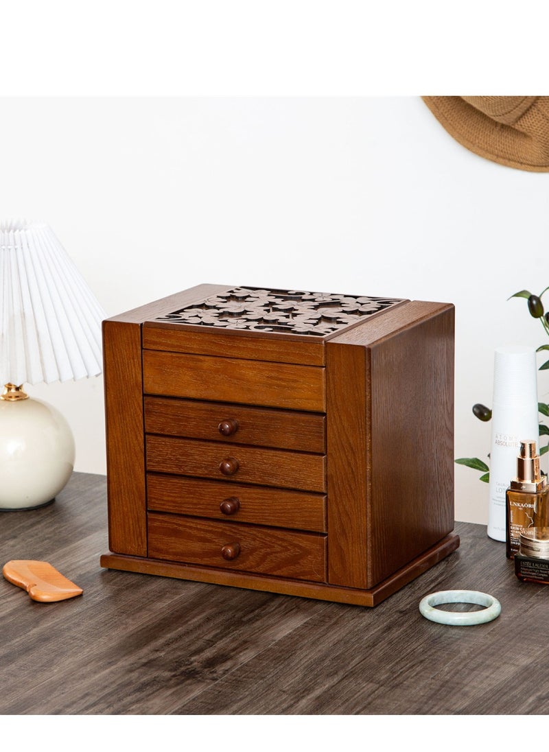 Generic - European high-end solid wood large-capacity jewelry box wooden jewelry box Nordic multi-layer luxury storage box - Image 1