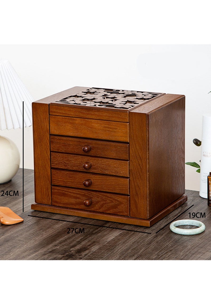 Generic - European high-end solid wood large-capacity jewelry box wooden jewelry box Nordic multi-layer luxury storage box - Image 1