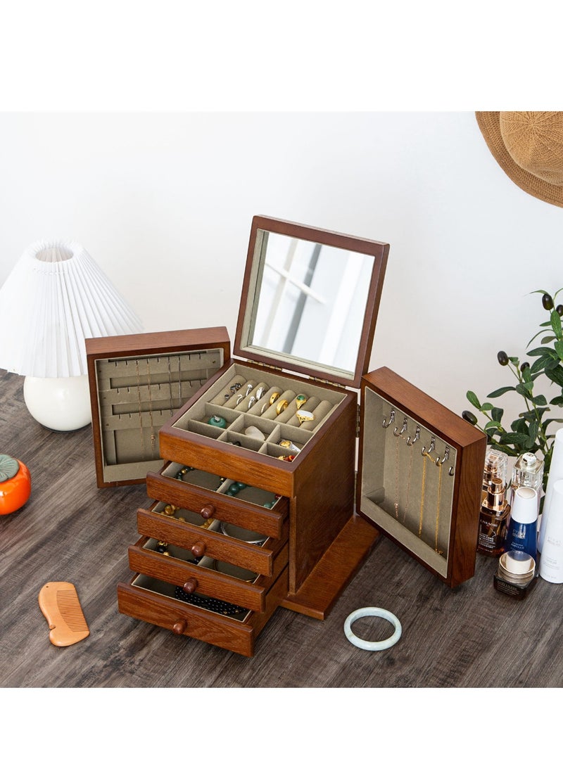 Generic - European high-end solid wood large-capacity jewelry box wooden jewelry box Nordic multi-layer luxury storage box - Image 1