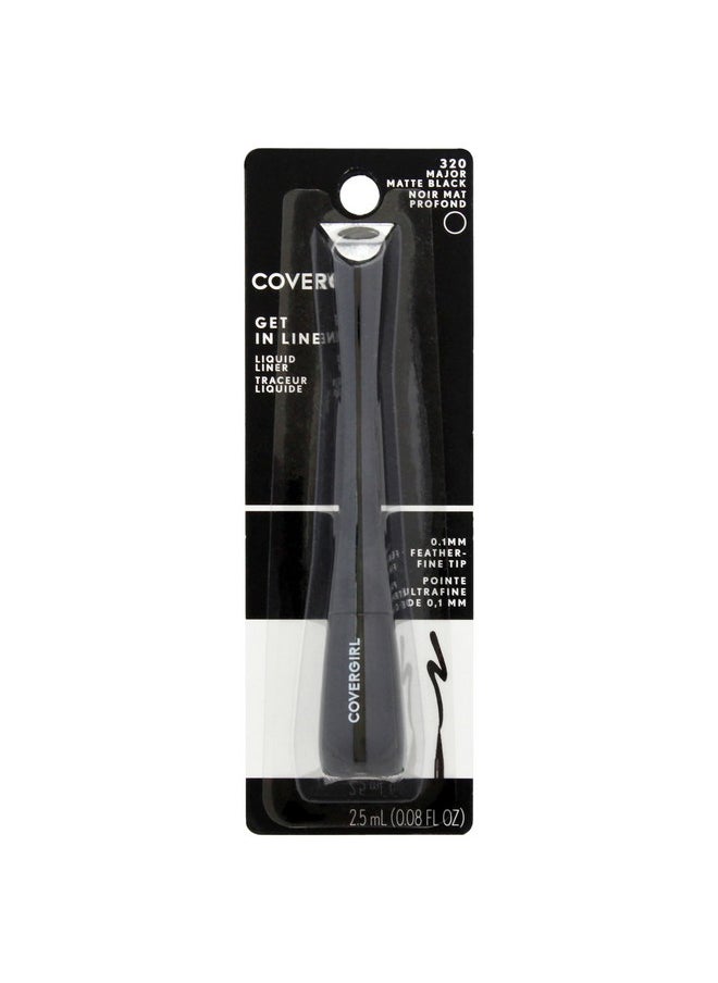 CoverGirl COVERGIRL Get In Line Liquid Eyeliner, Black Crystal, Long Lasting, 0.08 Ounces, Feather-Fine Tip, Contour-Grip Handle, Quick-Dry Liquid Eyeliner, Removes Easily  - Image 1