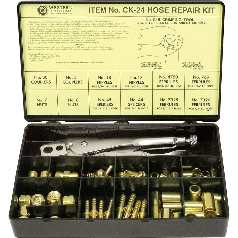 Western Enterprises CK-24 Other Hose Repair Kits, Fittings/Crimping Tool/Full Color Label/Description Chart, 0.5 Length, B-Size - Image 2
