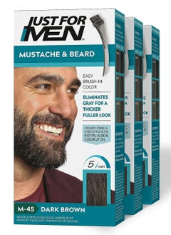 Just For Men Mustache & Beard, Beard Dye for Men with Brush Included for Easy Application, With Biotin Aloe and Coconut Oil for Healthy Facial Hair - Dark Brown, M-45, Pack of 3 - pzsku/ZCE4931CB91BCF86837E8Z/45/_/1717415427/af685248-9ceb-4cb9-bc72-38a6f250b7ce