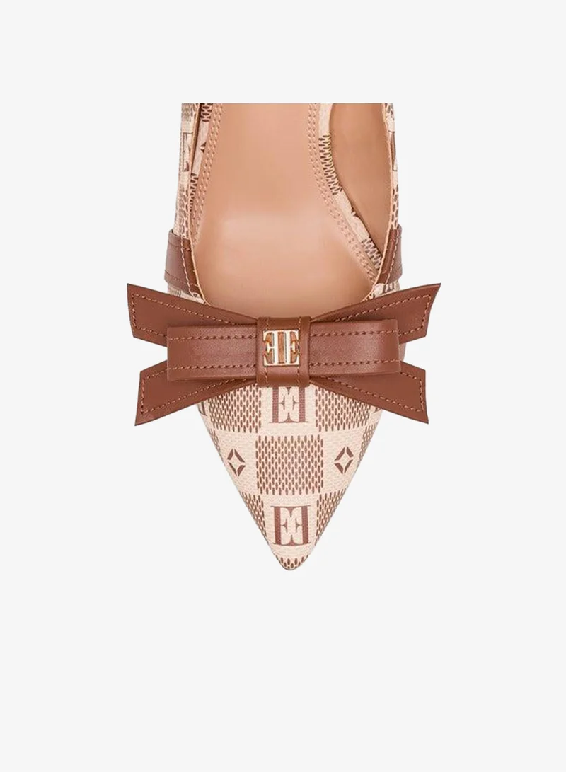 ELLE  Women's Damier Monogram Print Slip-On Pumps with Stiletto Heels for Women | Best Price UAE
