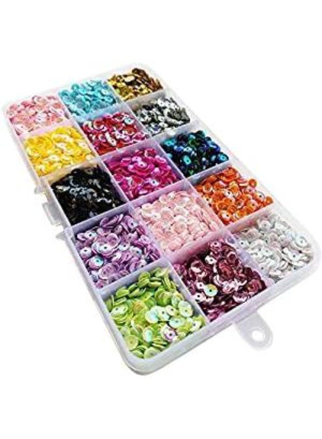Chenkou Craft 1 Box 15000pcs 5mm Rainbow AB Cup Sequin Flake for Wedding Christmas Clothes Jewelry 15 Colors Sequins (Cup Sequins 15colors with Box) - Image 1