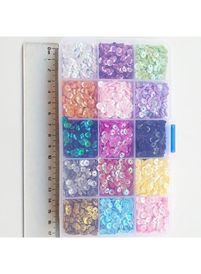 Chenkou Craft 1 Box 15000pcs 5mm Rainbow AB Cup Sequin Flake for Wedding Christmas Clothes Jewelry 15 Colors Sequins (Cup Sequins 15colors with Box) - Image 2